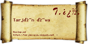 Tarján Éva névjegykártya